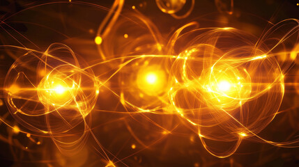 Obraz premium Microscopic Visualization of Subatomic Particles: Luminous Atomic Architecture in Soft-Focus Scientific Backdrop for Particle Physics Exploration