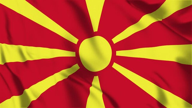 Realistic North Macedonia Flag Flying Waving in the wind Animation HD Video.aep