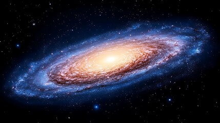 A beautiful spiral galaxy shining brightly against a dark background