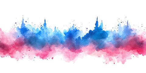 Abstract pink blue watercolor splash