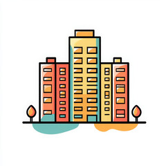 Obraz premium Building Vector Illustration. Illustration of simple buildings, ideal for city or company-related logos. Vector artwork isolated on a white background.