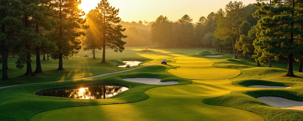golf course at sunset