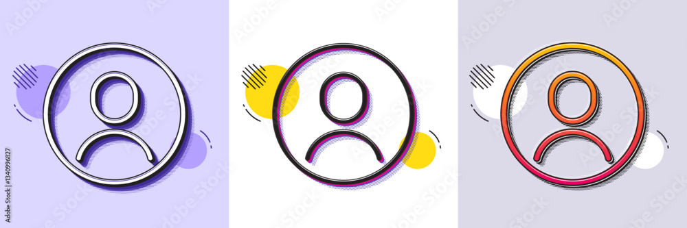 Poster headshot line icon. halftone dotted pattern. gradient icon with grain shadow. avatar placeholder sig