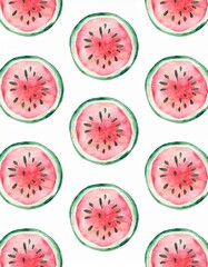 切ったスイカの水彩画風の壁紙