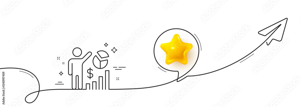 Poster seo statistics line icon. continuous line with share plane. search engine optimization sign. analyti