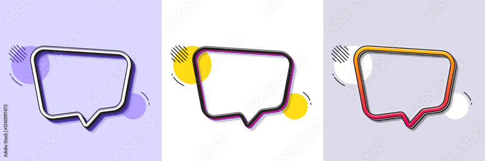 Poster chat comment line icon. halftone dotted pattern. gradient icon with grain shadow. speech bubble sign