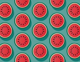 Fototapeta premium 切ったスイカの種がぽつぽつした壁紙