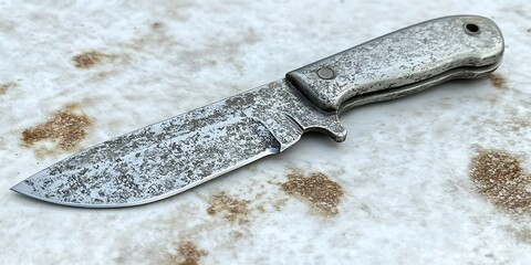 Rustic knife on mottled surface