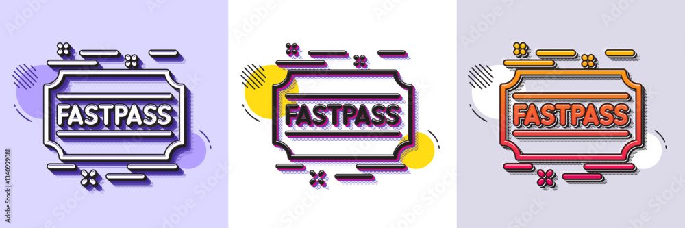 Poster fastpass line icon. halftone dotted pattern. gradient icon with grain shadow. amusement park ticket 