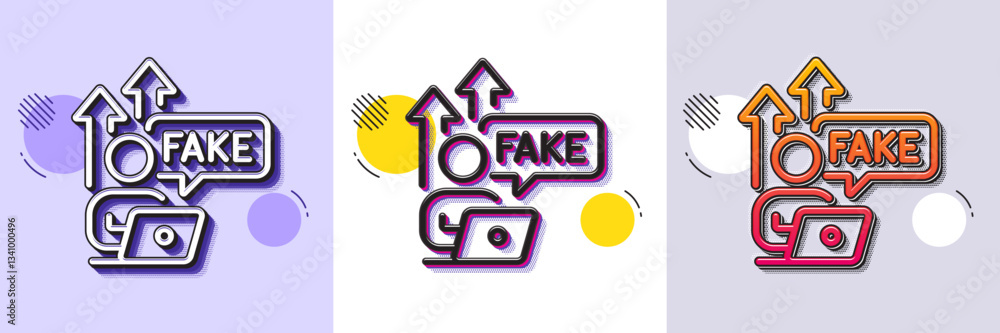 Poster fake internet line icon. halftone dotted pattern. gradient icon with grain shadow. web propaganda si