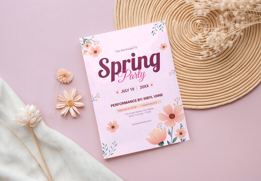 Spring Party Invitation Flyer Layout