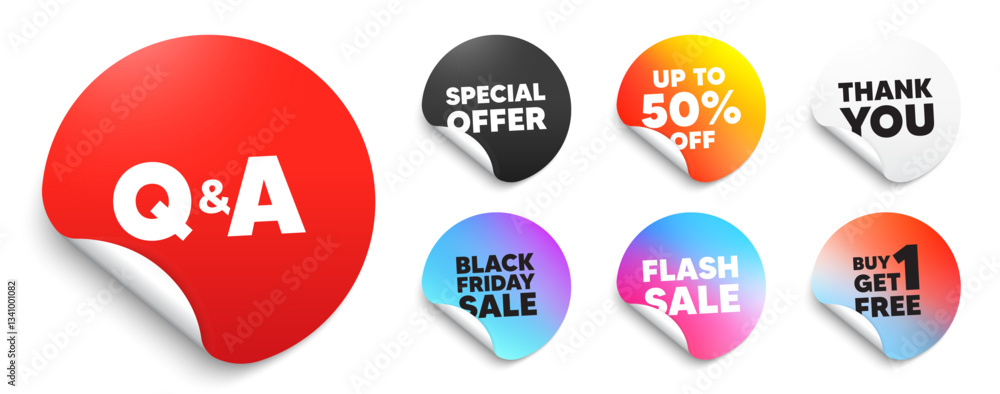Poster questions answers red sticker tag. special offer paper price tags. questions and answers icon. answe