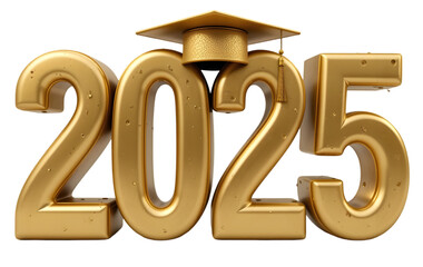 Gold 2025 Graduation Cap transparent png