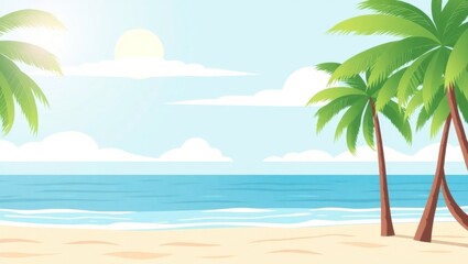 Obraz premium lat Illustration of a Tropical Beach Scene