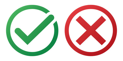 Green Check Mark and Red X Icon Symbol Isolated on Transparent Background
Approval Checkmark and Rejection Cross Symbol – High-Quality PNG Icon Set