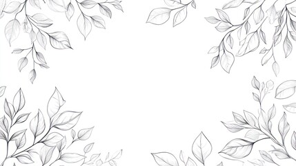 Elegant floral line art border