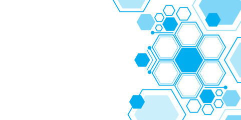 Futuristic Digital Hexagon Design with Abstract Shapes. Geometric Honeycomb Pattern in Light Blue for Tech Themes. Hexagon. Vector. 