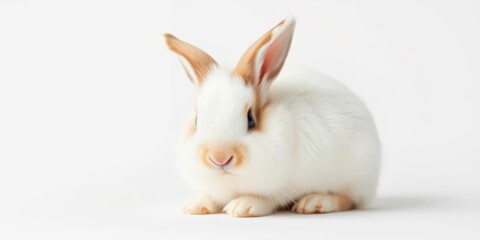 Obraz premium Adorable fluffy bunny rabbit isolated on white background, cute, clean