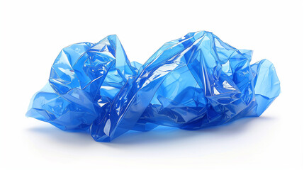 Blue plastic bottle crumpled, isolated on white, clipping path