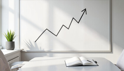 Rising Growth Chart on Whiteboard in Bright Modern Office