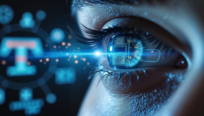 Futuristic Augmented Reality Interface Reflected in Human Eye