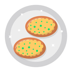 Kasebrotchen concept, Cheese Bread Roll vector icon design, German cuisine symbol, Germany Serving Platter sign, European gastronomy food culture stock illustration 