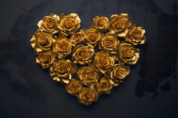 Golden Heart of Roses: A Luxurious Valentine's Day Image