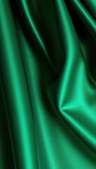Obraz premium Luxurious, subtly shimmering silk fabric in deep emerald green, textile, natural, abstract