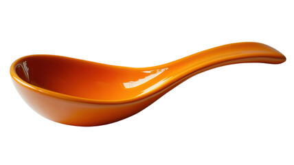 Stylish ceramic spoon rests elegantly on a surface showcasing vibrant orange color