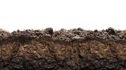 Soil, dirt pile isolated on white, Side view on pile of rocks covered in dirt isolated on white background.PNG
