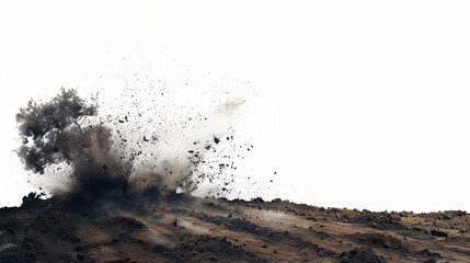 Soil, dirt pile isolated on white, Side view on pile of rocks covered in dirt isolated on white background.PNG
