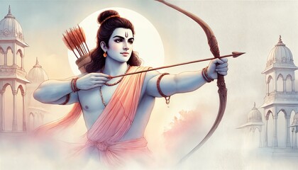 Ram Navami watercolor background.
