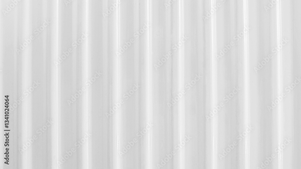 Poster weathered white corrugated metal panel creating industrial texture with vertical linear pattern, sui