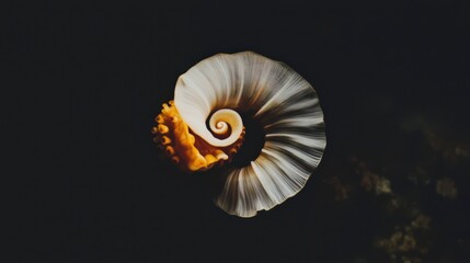 Elegant Nautilus Shell on Dark Background with Detailed Texture