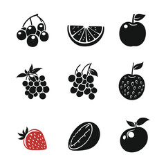 Black and White Assorted Fruit Drawings in a Minimalist Style