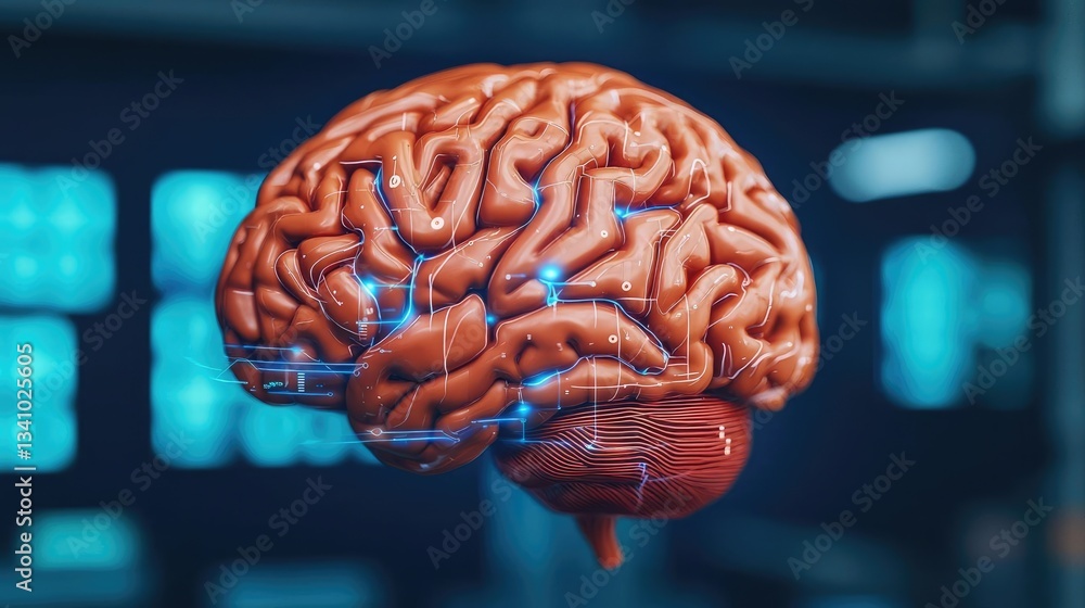 Aufkleber artificial intelligence and future of network science concept. a detailed illustration of a human br