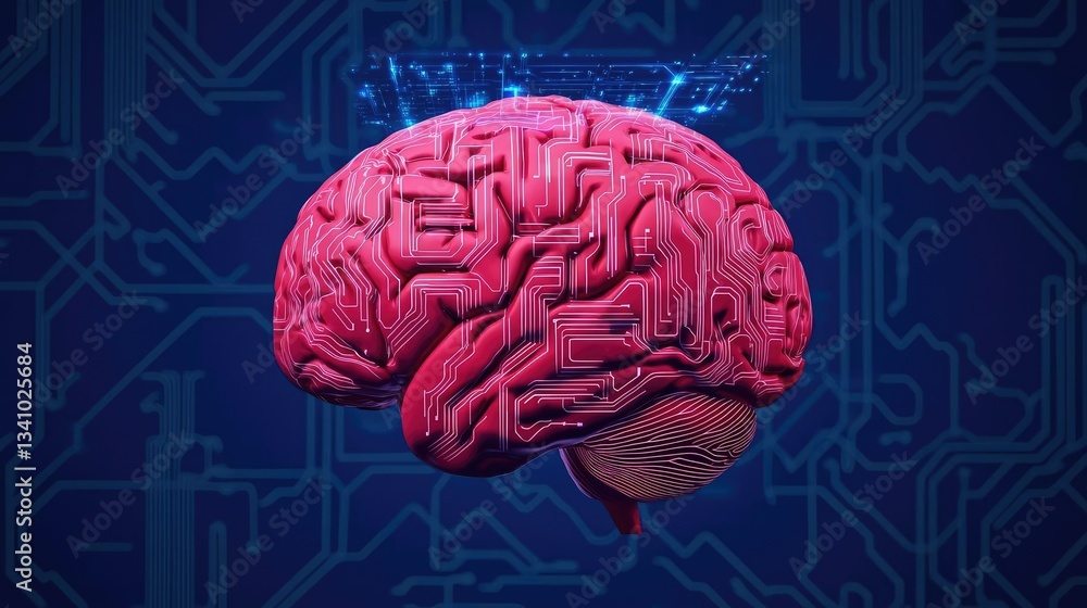 Aufkleber artificial intelligence and future of network science concept. colorful brain illustration symbolizi