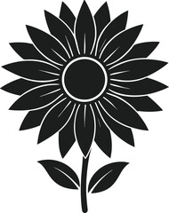Fototapeta premium Black Silhouette Sunflower Vector Illustration