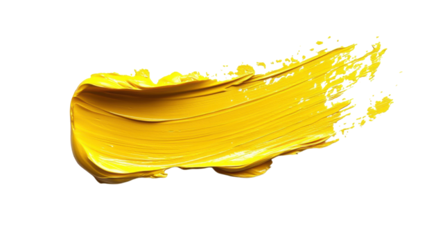Bright and vibrant brushstroke of yellow paint creates artistic expression on canvas
