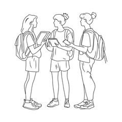 Group of Students Walking with Backpacks