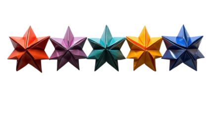 Colorful origami stars arranged in a vibrant display for decoration and celebration