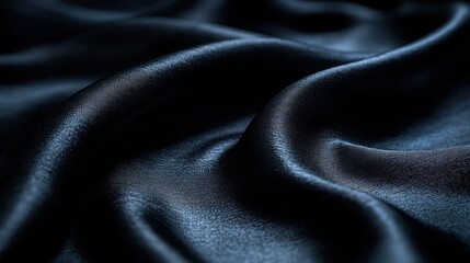 Dark blue satin fabric folds