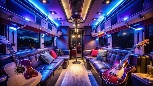 Silhouette of Rock Band's Cozy Tour Bus Interior: Home Away From Home on the Road