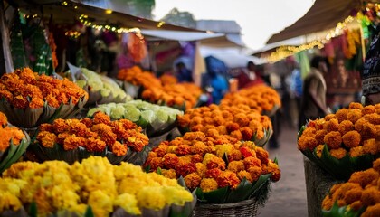 Marigold Flowers in an Indian Market