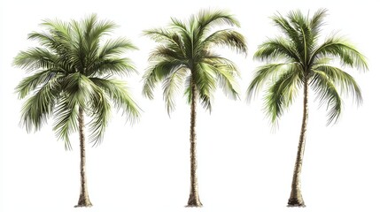 Palm trees isolated on white background. Beautiful vectro palma tree set vector illustration