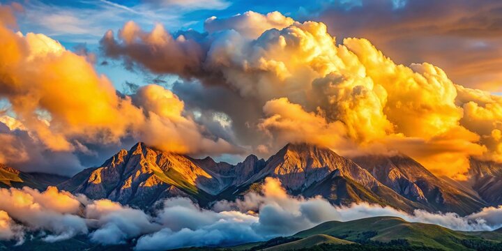 Time-Lapse Clouds Drifting Over Majestic Abruzzo Mountains, Italy - Bokeh Effect