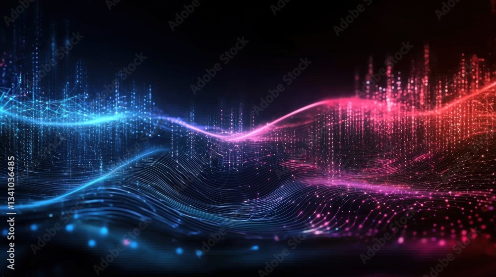 Aufkleber a stunning digital abstract background featuring a dynamic wave of colorful flowing lights and glowi