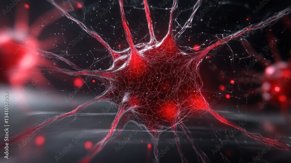 Poster microscopic cellular structure: a detailed visualization of a neuron's intricate network