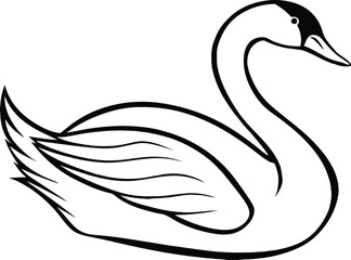 Obraz premium Graceful swan line art elegant bird outline