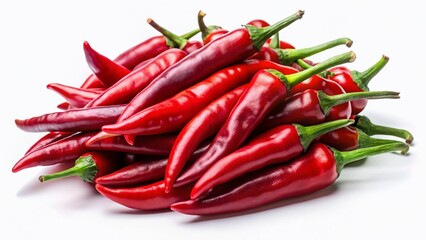 Vibrant Red Chili Peppers Isolated on White Background - Stock Photo